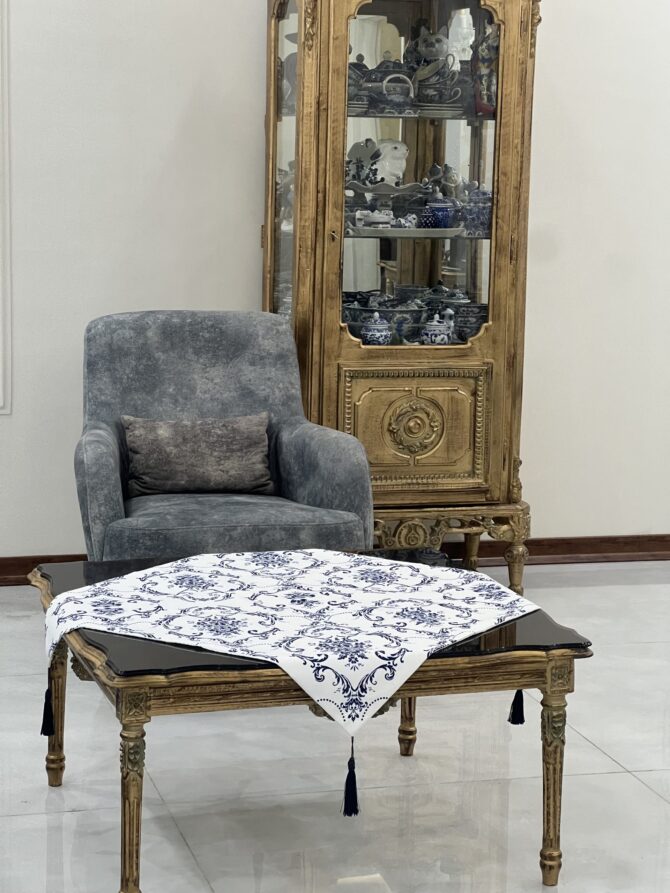 رومیزی مربع داماس تیره - Image 3